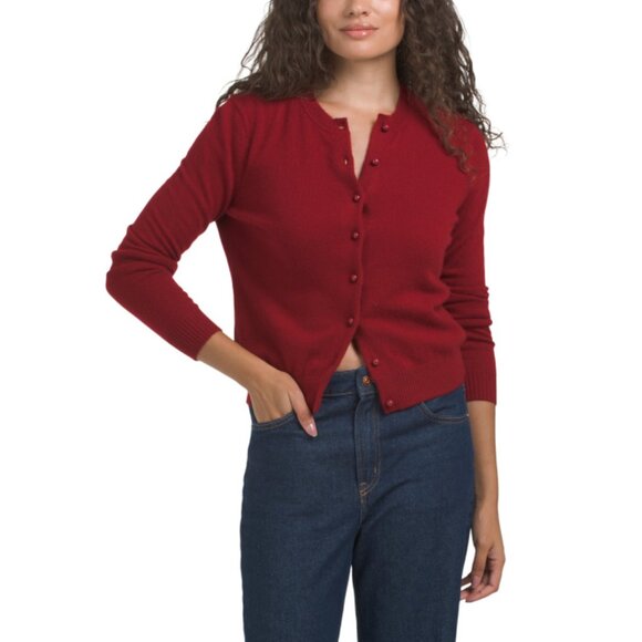 WILT Karanda Red Cashmere Bobble Button Cardigan - Picture 1 of 2